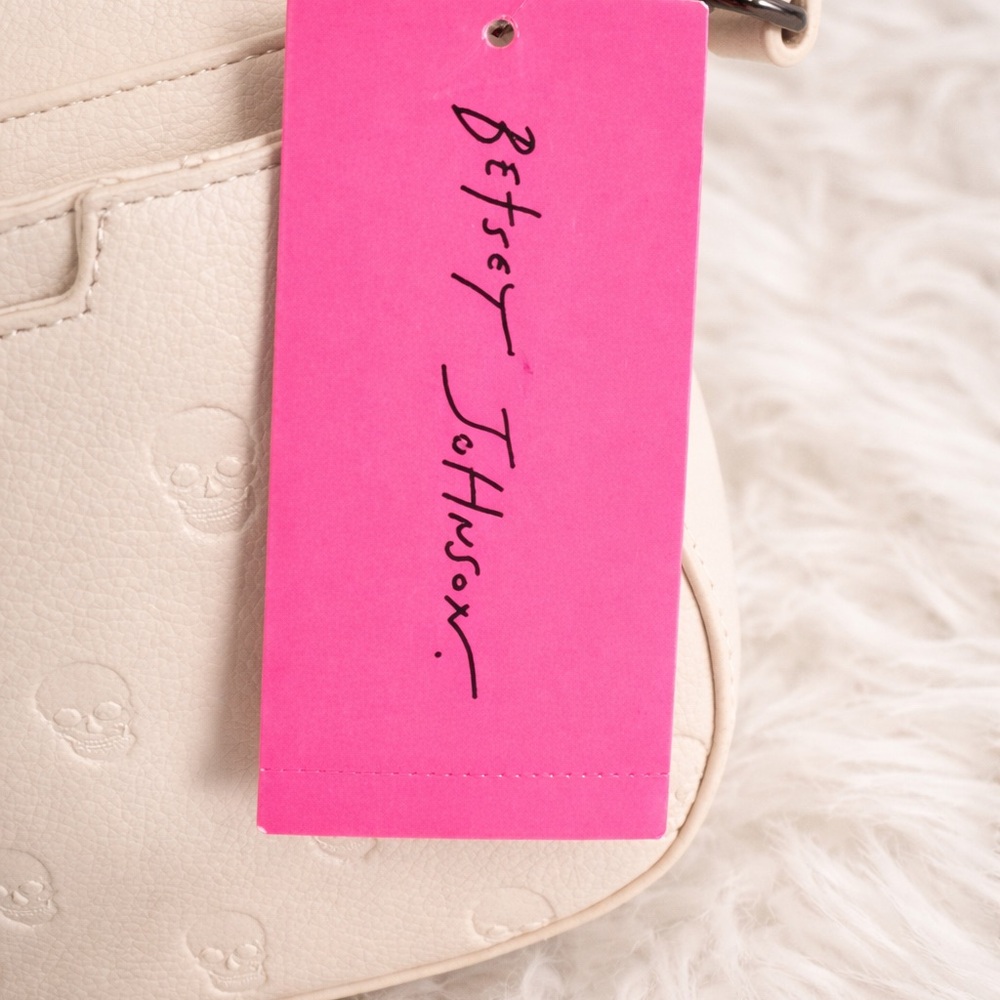 Betsey Johnson Cream Crossbody with Embossed Skull Detail